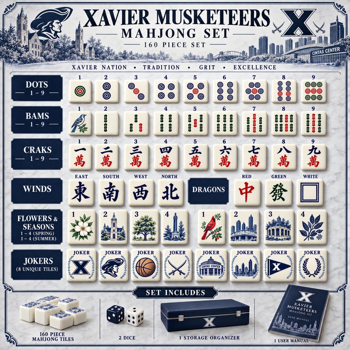 Premium XVR Mahjong Tiles Set TNSM