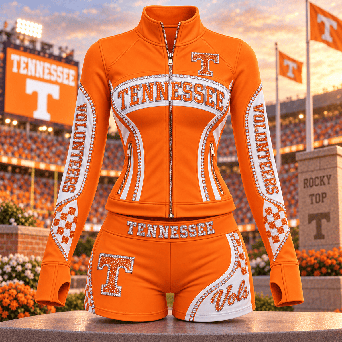 TVF Women’s Zip-Up Jacket & Shorts Set NTKO