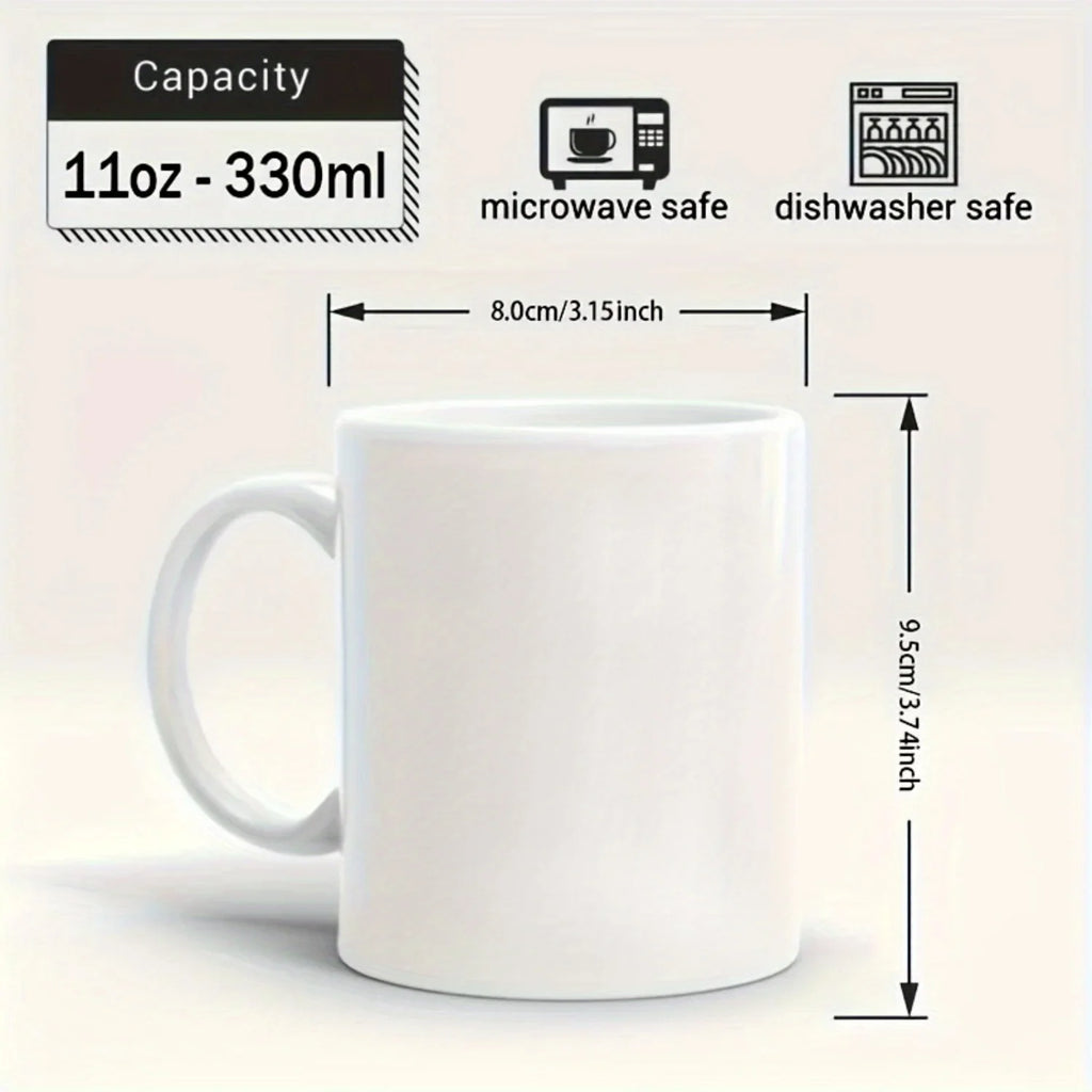 1pc Customizable Ceramic Coffee Mug – Personalized Photo & Text, 11oz Unisex Tea Cup, Premium Quality, Microwave & Dishwasher Sa